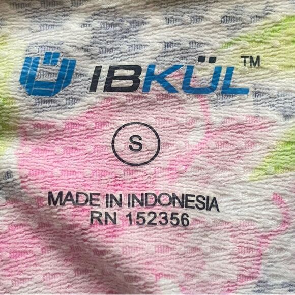 IBKUL 1/4 Zip Long Sleeve Mock Neck Blue/White and Floral Top Size Small - Picture 3 of 10